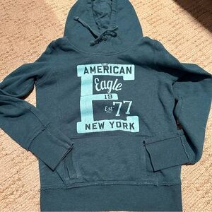 American Eagle Outfitters Green Teal Slim Hoodie